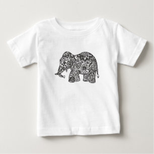 Doodle Elephant Baby T-Shirt