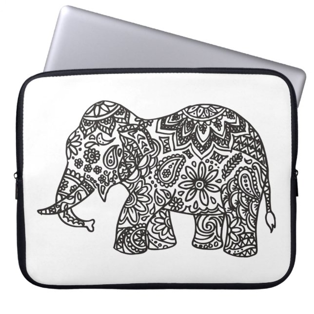 Doodle Elephant Laptop Sleeve (Front)