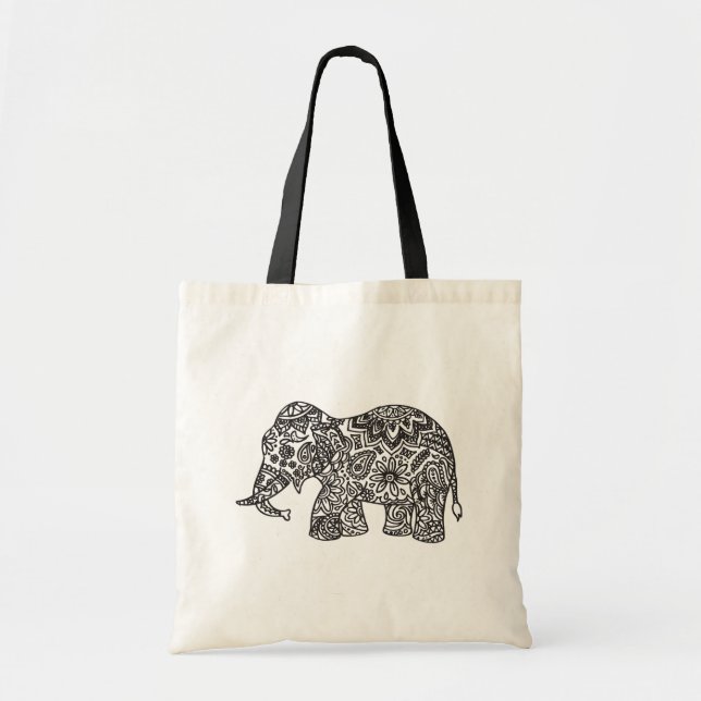 Doodle Elephant Tote Bag (Front)