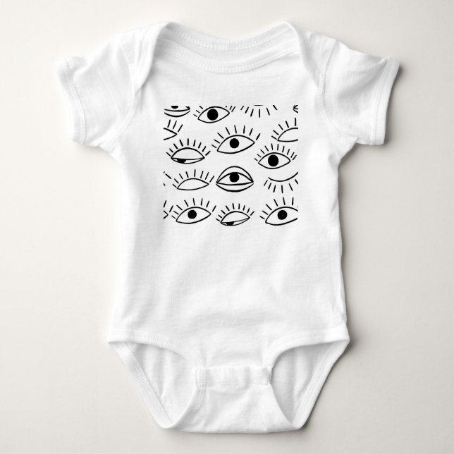 Doodle eye, creative seamless pattern. baby bodysuit (Front)