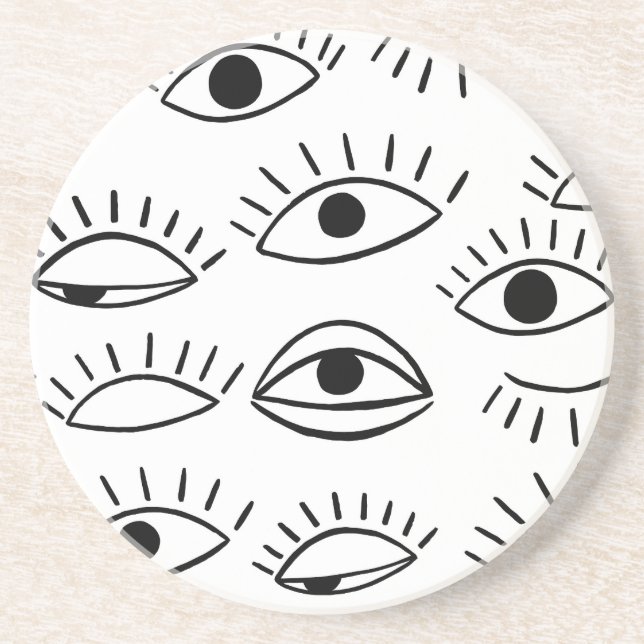 Doodle eye, creative seamless pattern. coaster (Front)