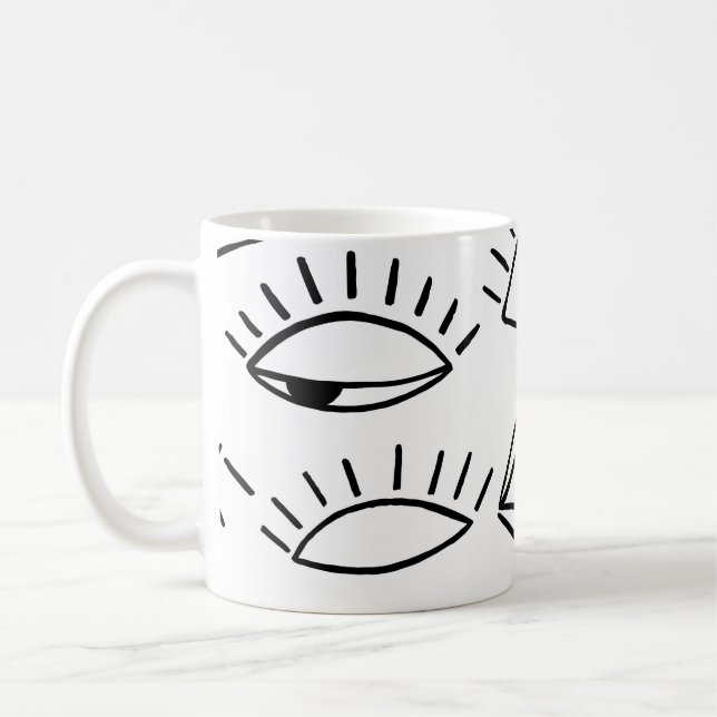 Doodle eye, creative seamless pattern. coffee mug (Left)