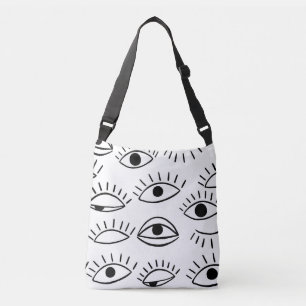 Doodle eye, creative seamless pattern. crossbody bag