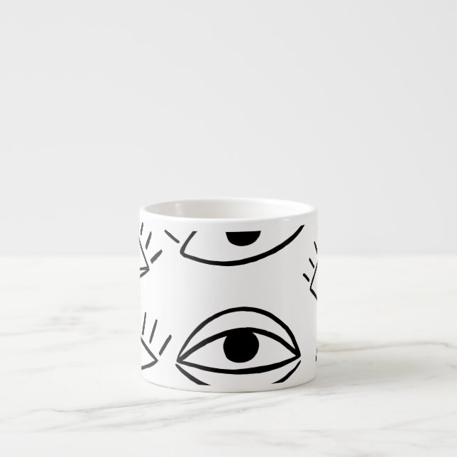 Doodle eye, creative seamless pattern. espresso cup (Front)
