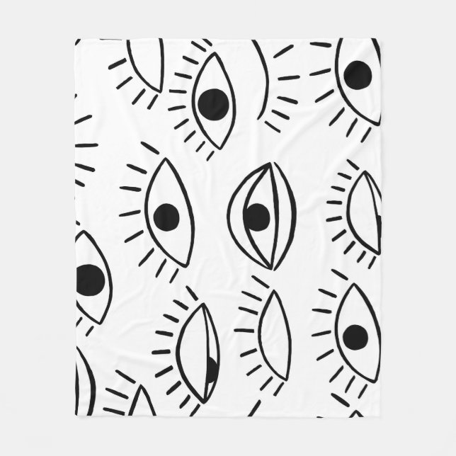 Doodle eye, creative seamless pattern. fleece blanket (Front)