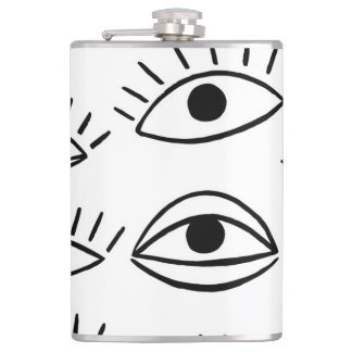 Doodle eye, creative seamless pattern. hip flask