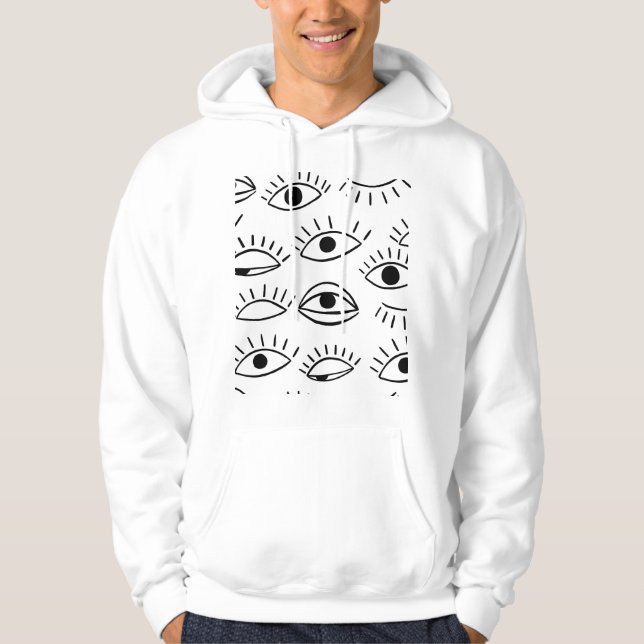 Doodle eye, creative seamless pattern. hoodie (Front)