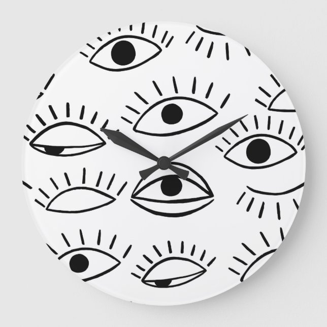 Doodle eye, creative seamless pattern. large clock (Front)