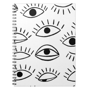 Doodle eye, creative seamless pattern. notebook
