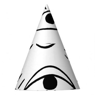 Doodle eye, creative seamless pattern. party hat