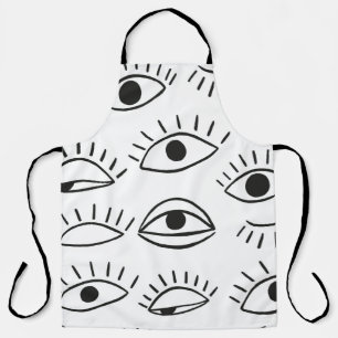 Doodle eye, seamless pattern. apron