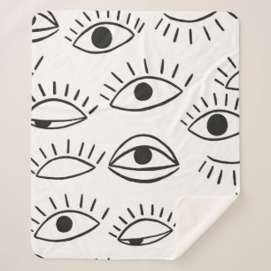 Doodle eye, seamless pattern. sherpa blanket