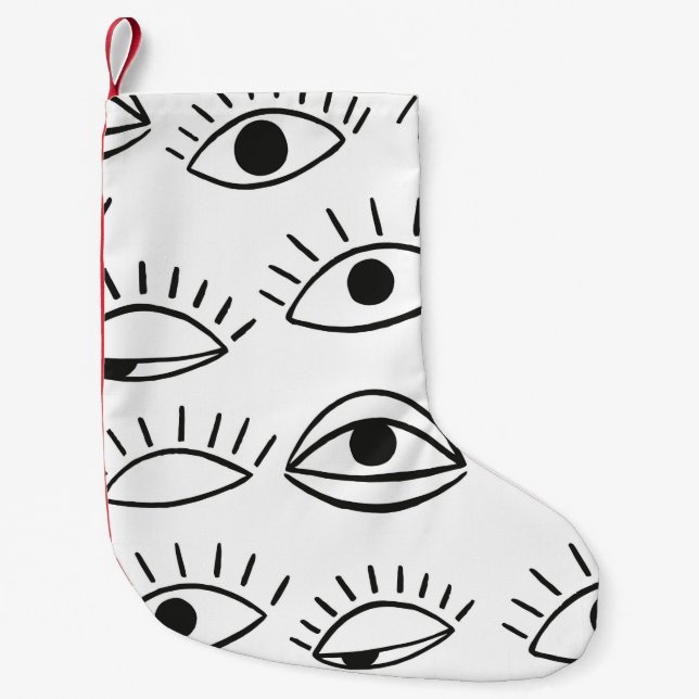 Doodle eye, seamless pattern.  small christmas stocking (Front)