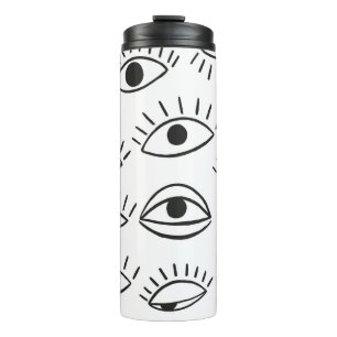 Doodle eye, seamless pattern. thermal tumbler