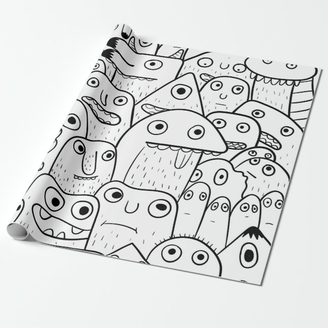 doodle faces wrapping paper (Unrolled)