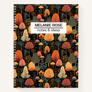Doodle Fall Forest Pattern   Custom Notebook