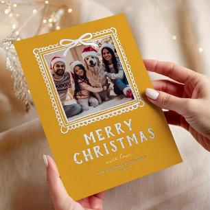 Doodle Family Photo Frame Christmas Foil Holiday Card