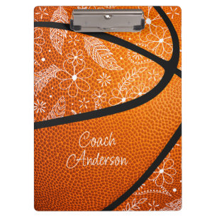 doodle feathers paislies flowers boho basketball clipboard