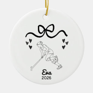 Doodle Field Hockey, For Girls Field Hockey Ceramic Tree Decoration