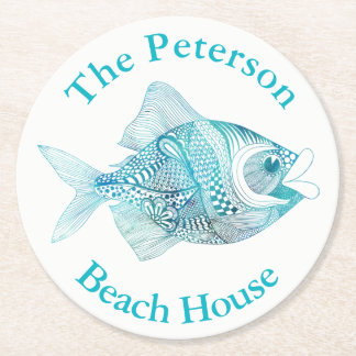 Doodle Fish Ocean Themed Paper Coasters