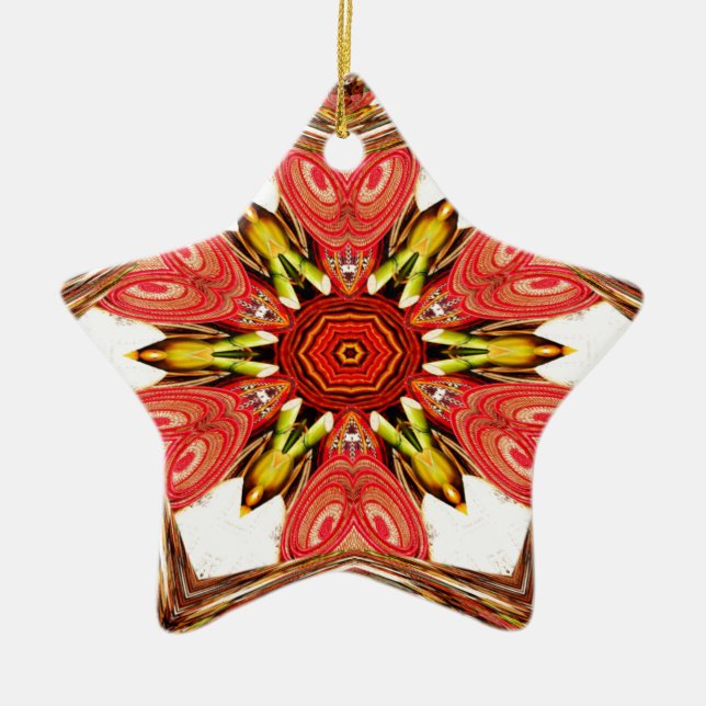 Doodle Floral Art Print Ceramic Tree Decoration (Front)