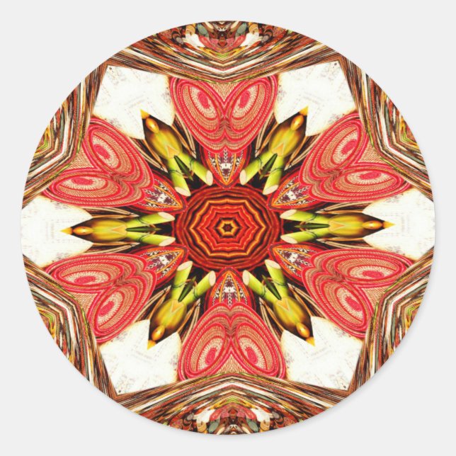 Doodle Floral Art Print Classic Round Sticker (Front)