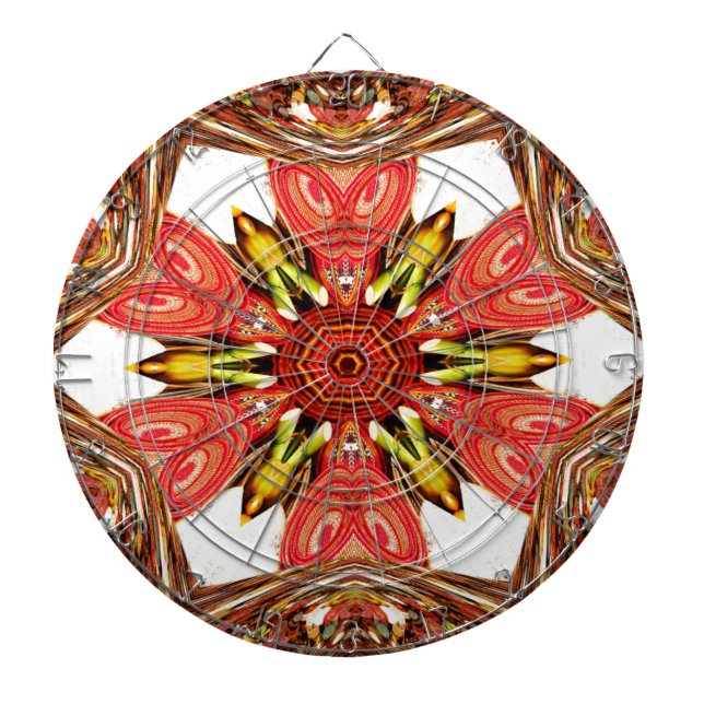 Doodle Floral Art Print Dartboard (Front)