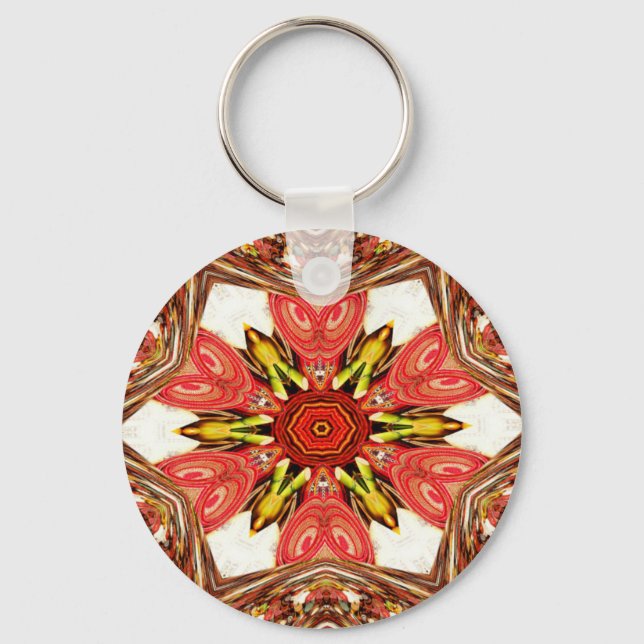Doodle Floral Art Print Key Ring (Front)