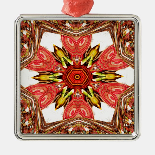 Doodle Floral Art Print Metal Tree Decoration (Front)