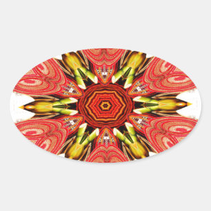 Doodle Floral Art Print Oval Sticker