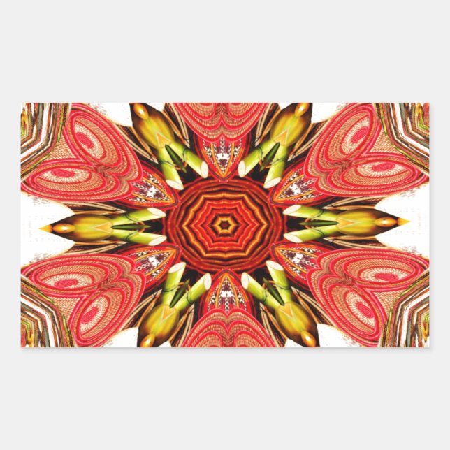 Doodle Floral Art Print Rectangular Sticker (Front)