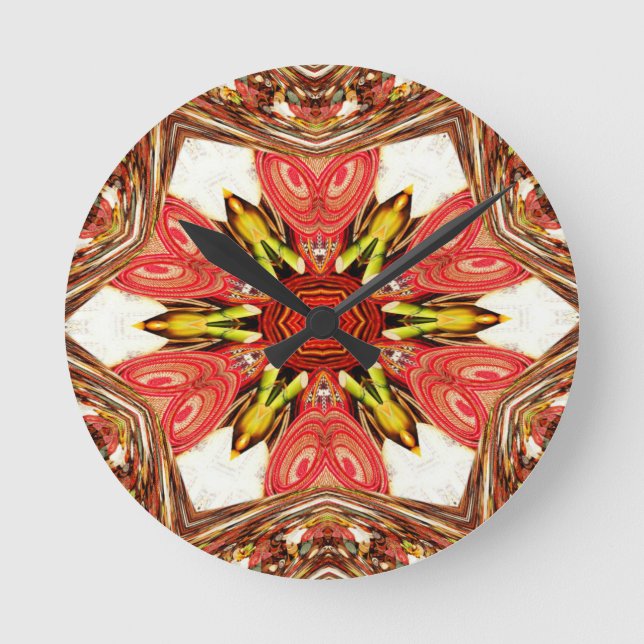 Doodle Floral Art Print Round Clock (Front)