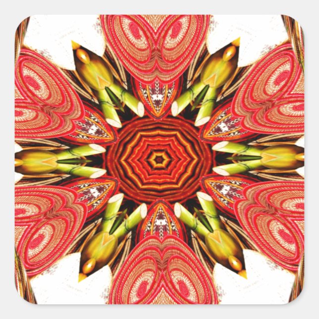 Doodle Floral Art Print Square Sticker (Front)