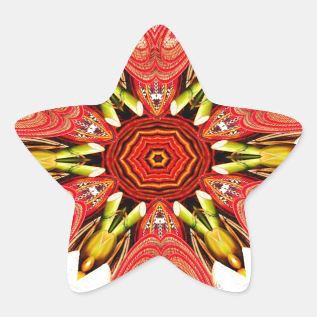 Doodle Floral Art Print Star Sticker (Front)