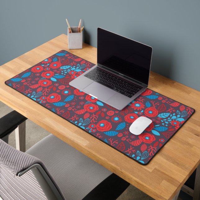 Doodle floral pattern desk mat (Office 2)