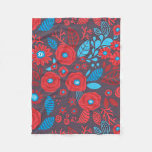 Doodle floral pattern fleece blanket