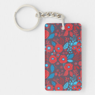 Doodle floral pattern key ring