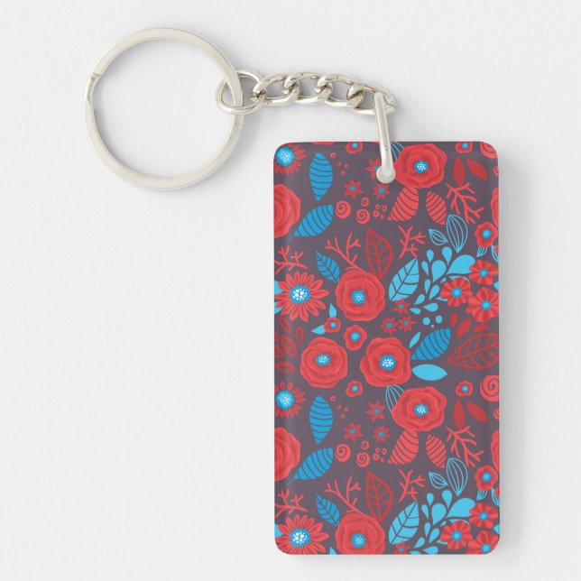 Doodle floral pattern key ring (Front)