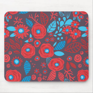 Doodle floral pattern mouse mat