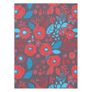 Doodle floral pattern tablecloth