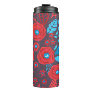 Doodle floral pattern thermal tumbler