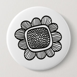 Doodle flower 10 cm round badge