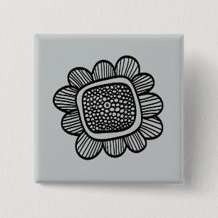 Doodle flower 15 cm square badge