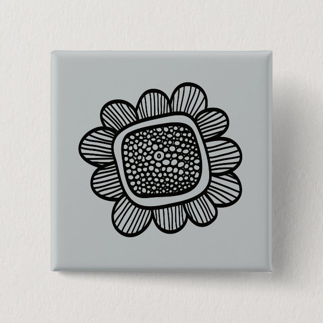 Doodle flower 15 cm square badge (Front)