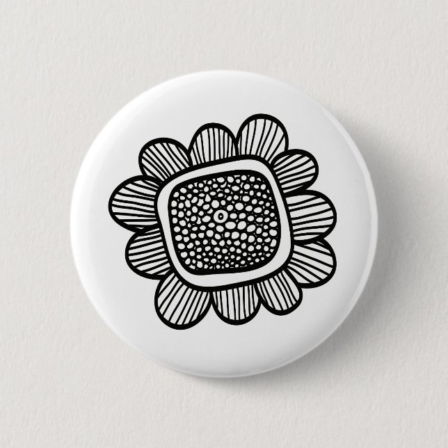 Doodle flower 6 cm round badge (Front)