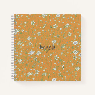 Doodle Flower Orange Notebook Customisable