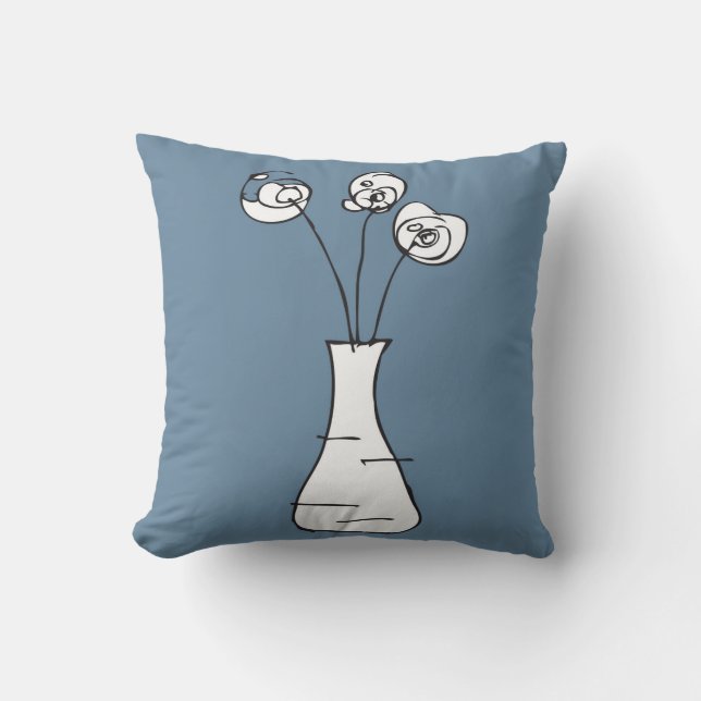 doodle flower vase cushion (Front)