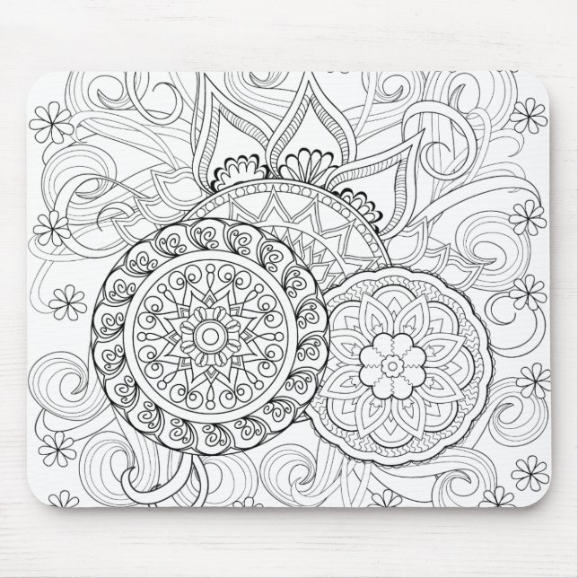 Doodle Flowers And Mandalas Mouse Mat (Front)