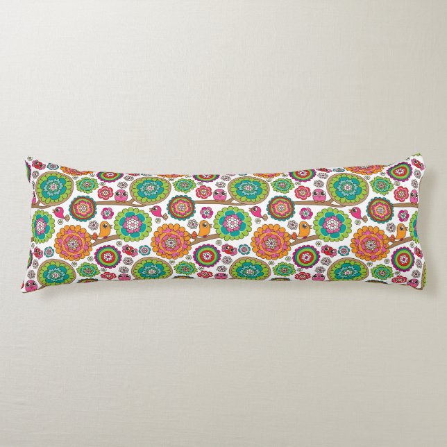 doodle flowers background pattern body cushion (Front)