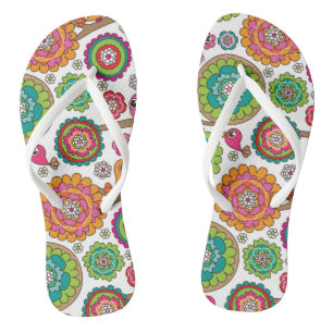 doodle flowers background pattern flip flops